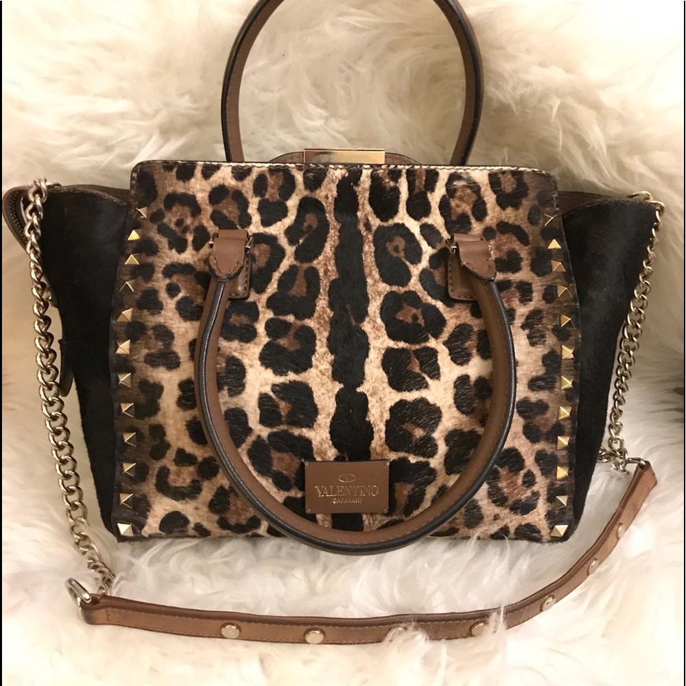 Flash SALE⏰RARE🔥Valentino Gavarani Rockstud pony hair animal print bag 3in1  📸